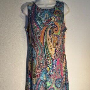 Tommy Hilfiger Sleeveless Shift Dress Multicolor Organic Shapes Polyester SZ 8